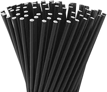 250 x Black Paper Drinking Straws Biodegradable Eco 8 approx 20cm